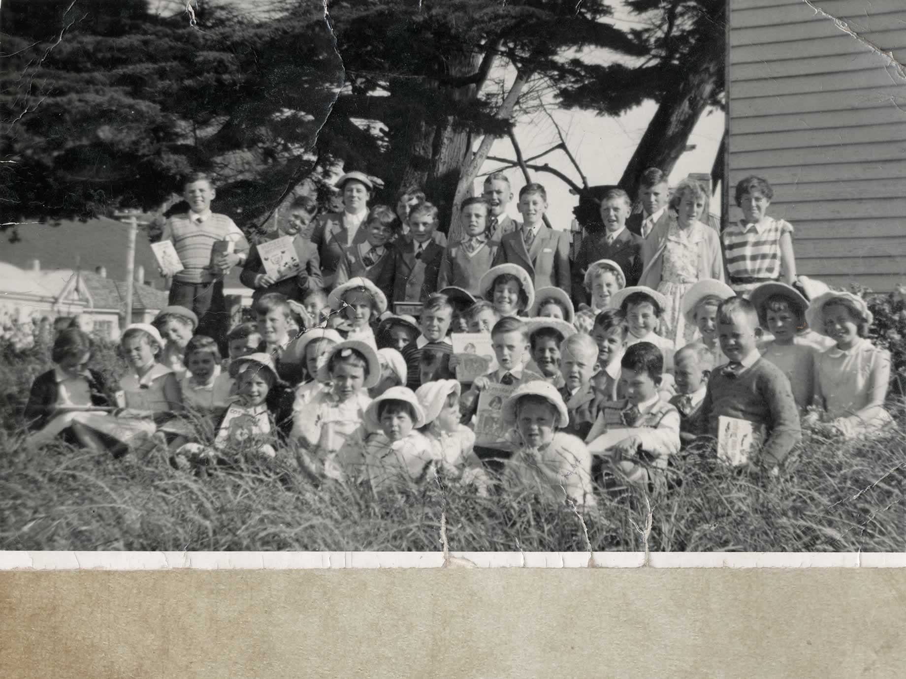 Some of the local community who attend Sunday School at St Paul’s Church, c1955